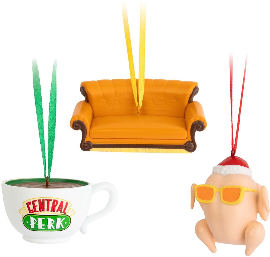 FRIENDS - TURKEY, SOFA AND CENTRAL PERK MUG SET OF 3 CHRISTMAS ORNAMENTS