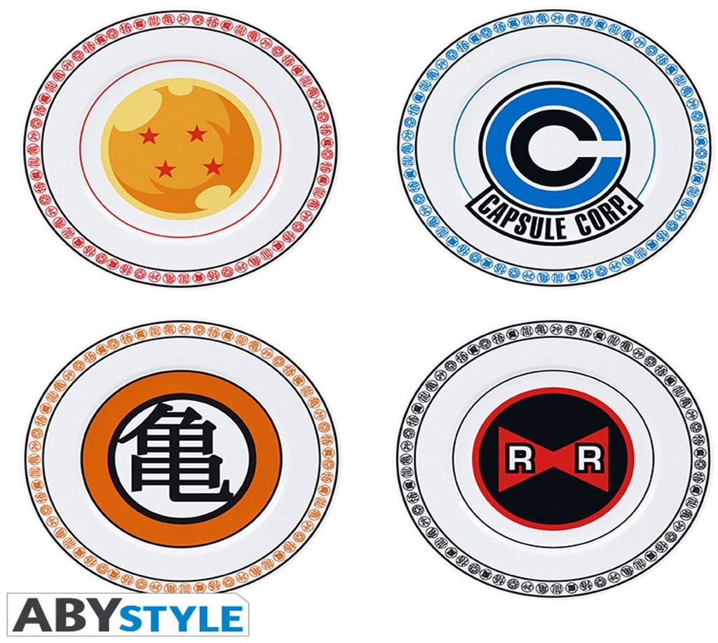 Dragon Ball Z Set Of 4 Plates Emblems