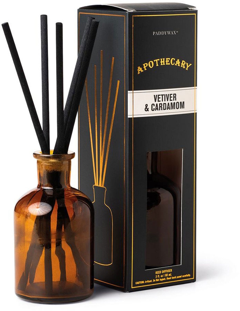 Apothecary 3fl oz Amber Glass Diffuser Vetiver & Cardamom10 Fragrances, 4 of each)