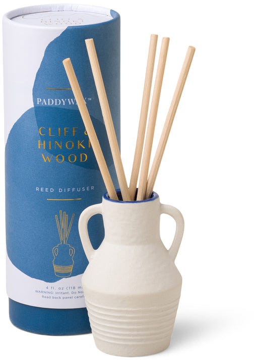 Santorini 4fl oz Cream Ceramic Diffuser Cliff & Hinoki Wood