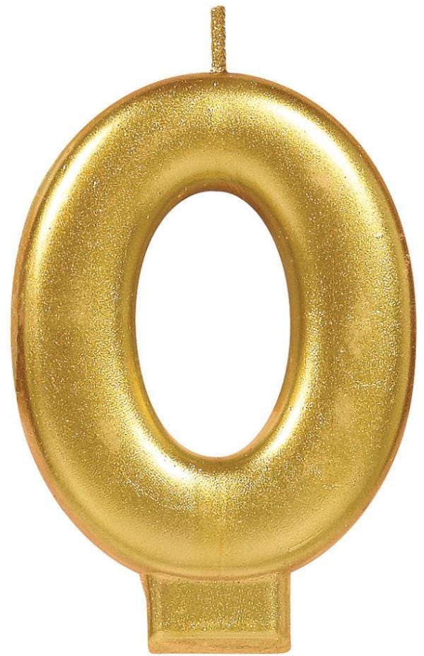 Numeral # 0 Metallic Gold Moulded Candle