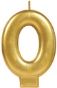 Numeral # 0 Metallic Gold Moulded Candle