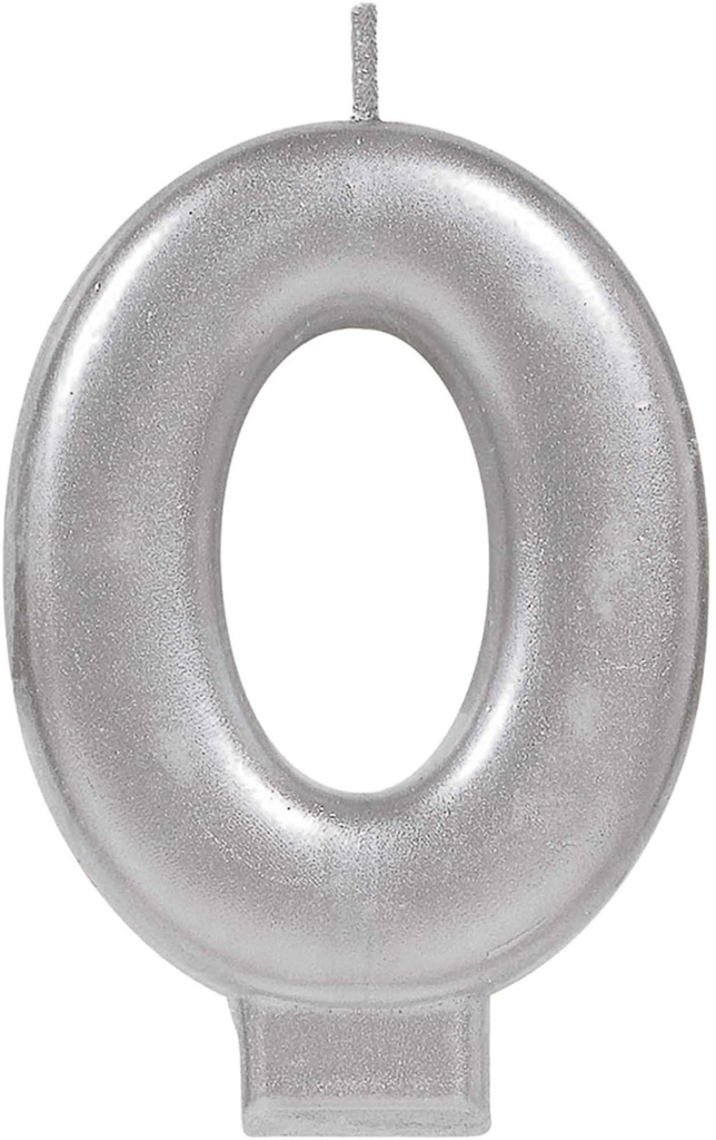 #0 Silver Numeral Metallic Candle