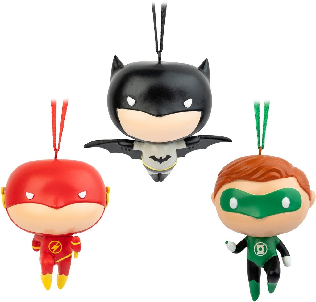 DC COMICS - BATMAN, FLASH AND GREEN LANTERN SET OF 3 CHRISTMAS ORNAMENTS