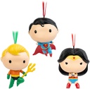 DC COMICS - SUPERMAN, WONDER WOMAN AND AQUAMAN SET OF 3 CHRISTMAS ORNAMENTS