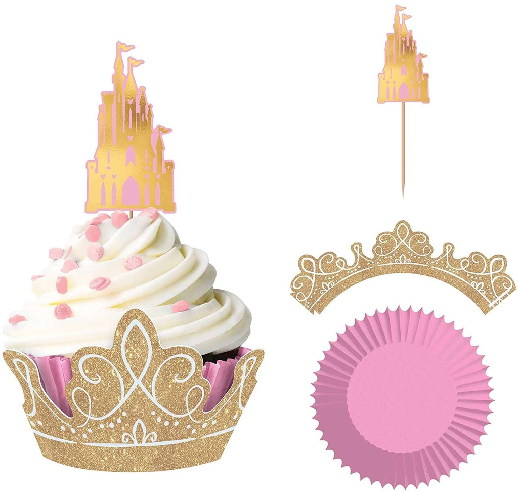 Disney Princess Once Upon A Time Hot Stamped Cupcake Kit 24Pcs