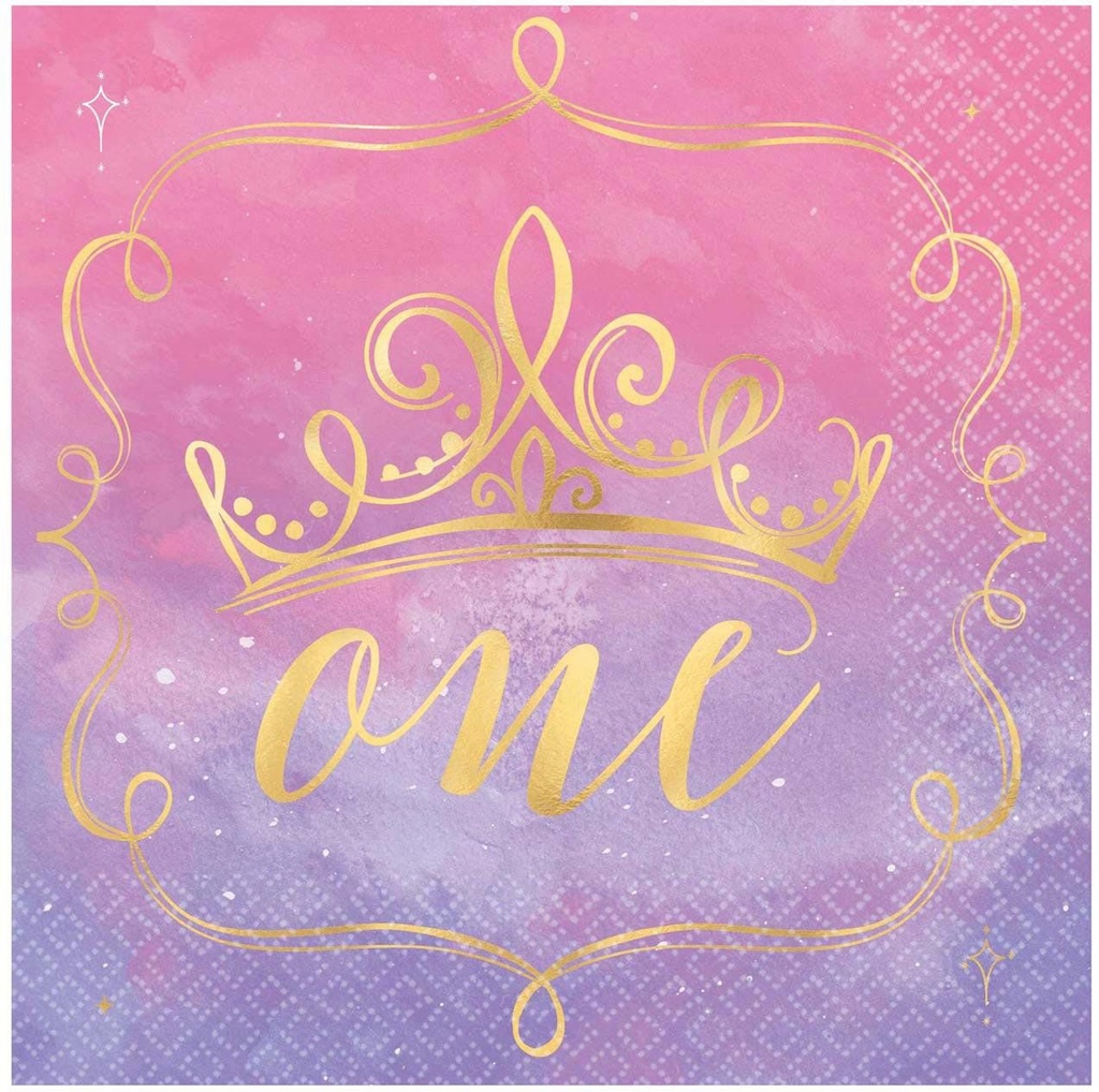 1St Birthday Princess Hot Stamped Lunch Napkin 16Pcs