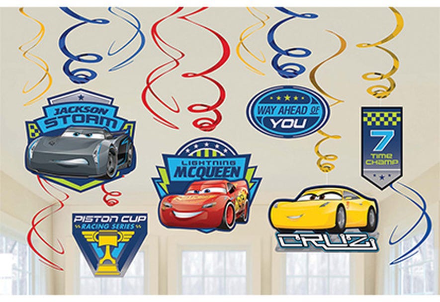 Cars 3 Swirl Decoration Value Pack, 12Pcs