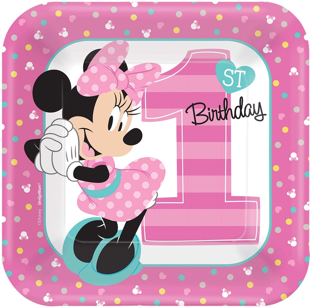 Minnies Fun To Be One Square Plates 7In