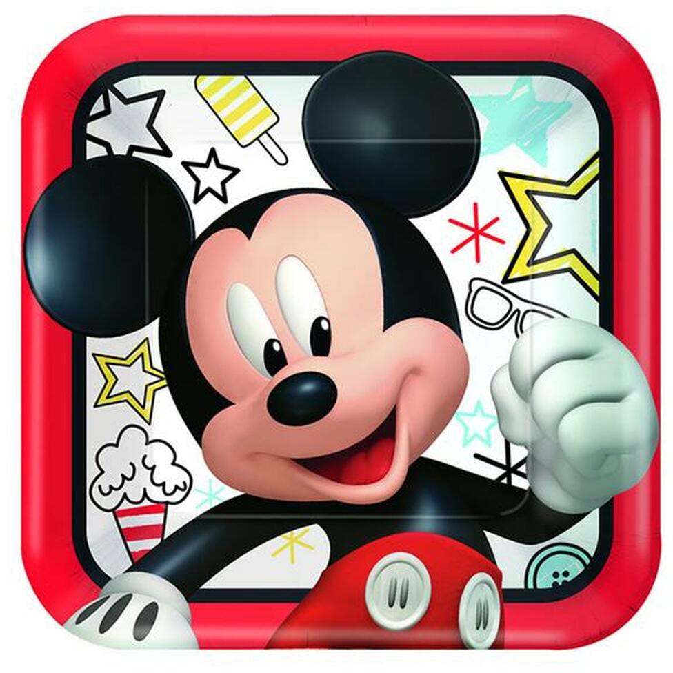 Mickey On The Go Square Paper Plates 9In, 8Pcs