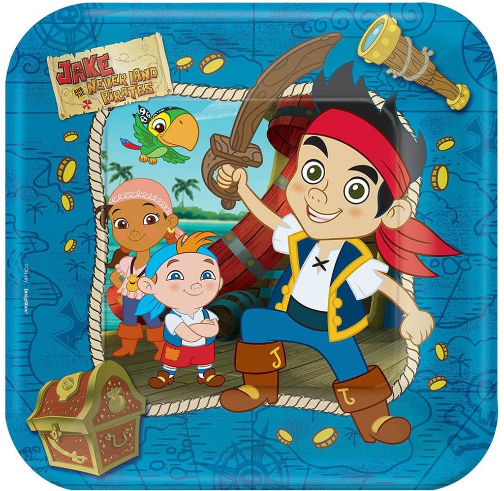 Jake And The Neverland Pirates Square Plates 9In, 8Pcs