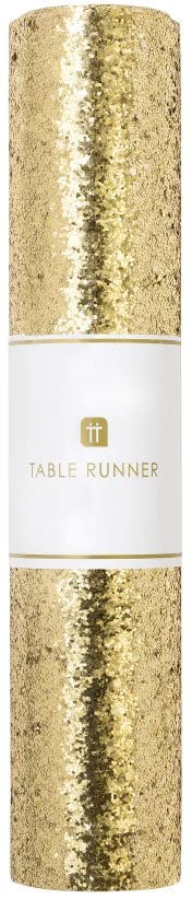 Luxe Gold Pu Glitter Table Runner. 3M.
