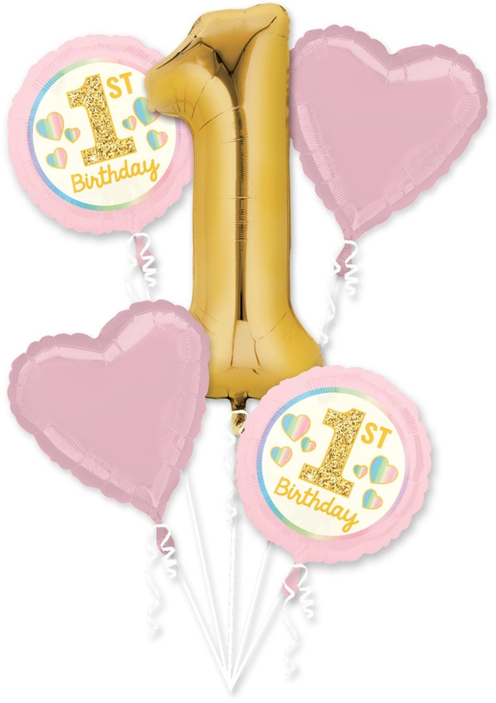 P75 1St Birthday Girl Pink & Gold Balloon Bouquet