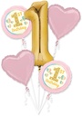 P75 1St Birthday Girl Pink & Gold Balloon Bouquet