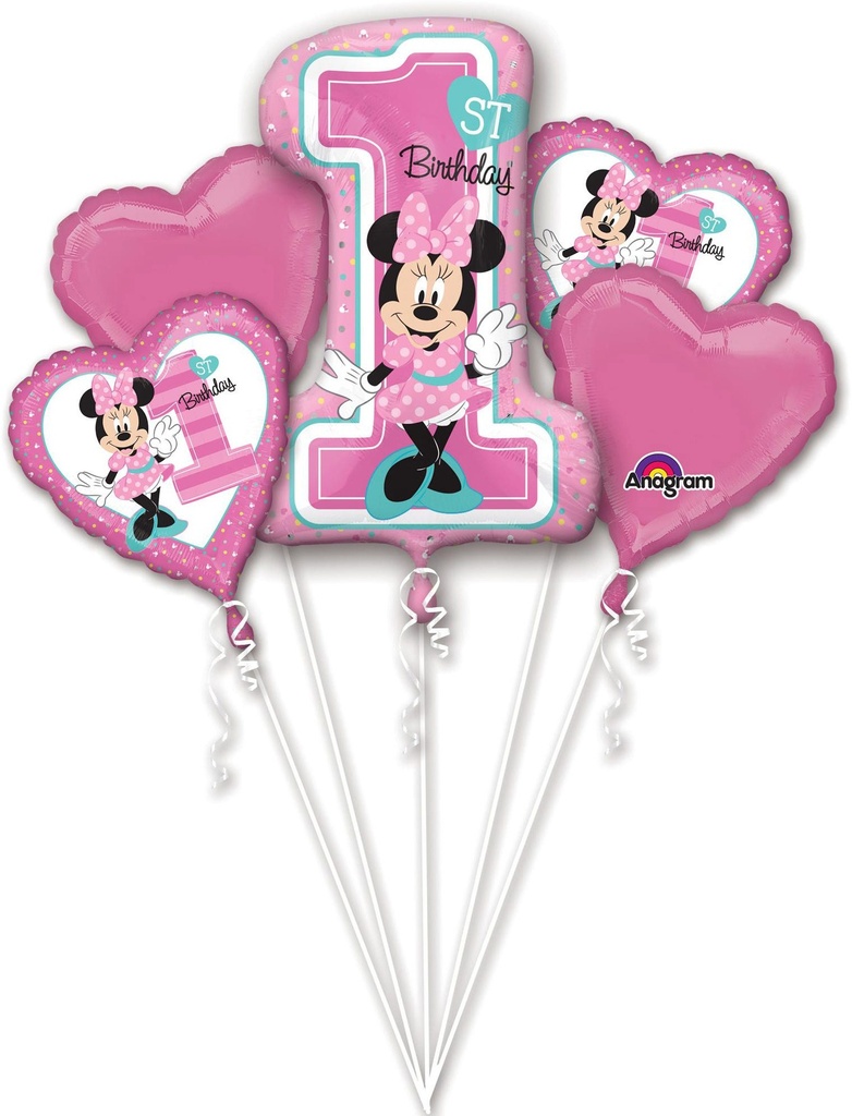 P75 Minnie 1St Birthday Girl Balloon Bouquet