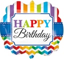 P35 Hbd Bright Stripe & Chevron Superhshape Balloon 25X22In