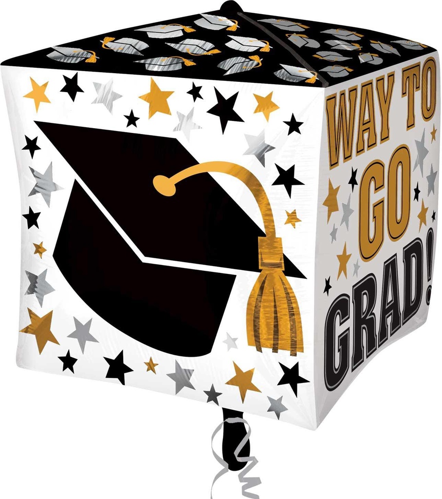 G20 Way To Go Grad Gold & Black Ultra Cubes Foil Balloon