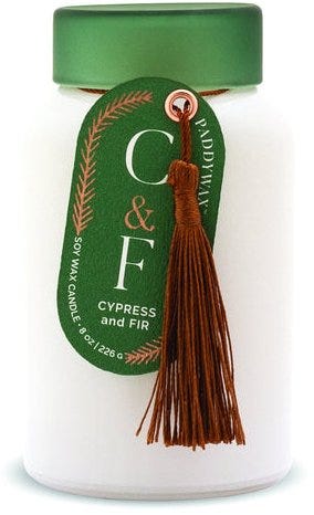 Cypress & Fir Frosted Glass Candle with Lid 8 oz./226g - White