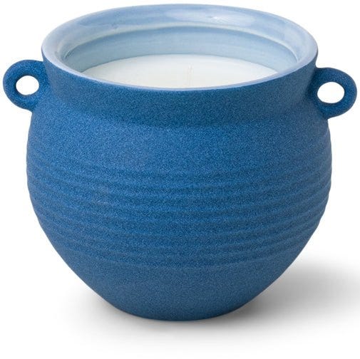 Santorini Ceramic Candle 8.5 oz./240g - Blue - Salted Blue Agave