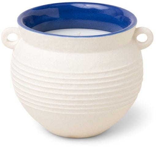 Santorini Ceramic Candle 8.5 oz./240g - Cream - Cliff & Hinoki Wood