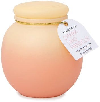 Orb Ombre Glass Candle 5 oz./141g - Yellow & Pink - Sparkling Hibiscus