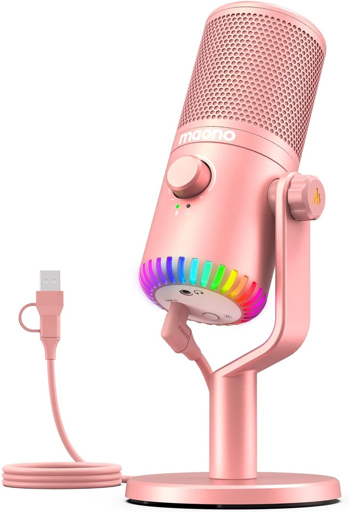Maono Dm30-Rgb Programmable Condenser USB Microphone RGB - Pink 