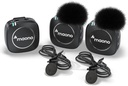 Maonocaster AU WM820A2 Dual Person Compact Wireless Lavalier Microphone 2.4GHz with Real time Monit