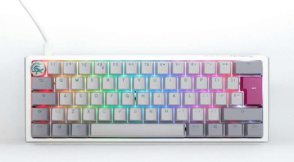 Ducky One 3 Mini Aura 60% Wired Mechanical Gaming Keyboard - Brown Switch - Mist - لوحة مفاتيح