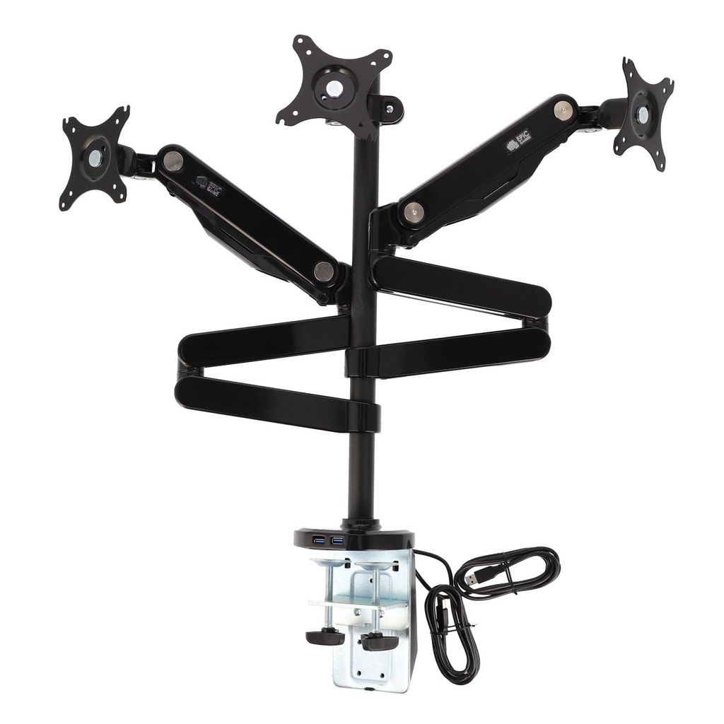 Epic Gamers Triple Monitor Arm w/ Dual USB Ports - Black - حامل شاشة