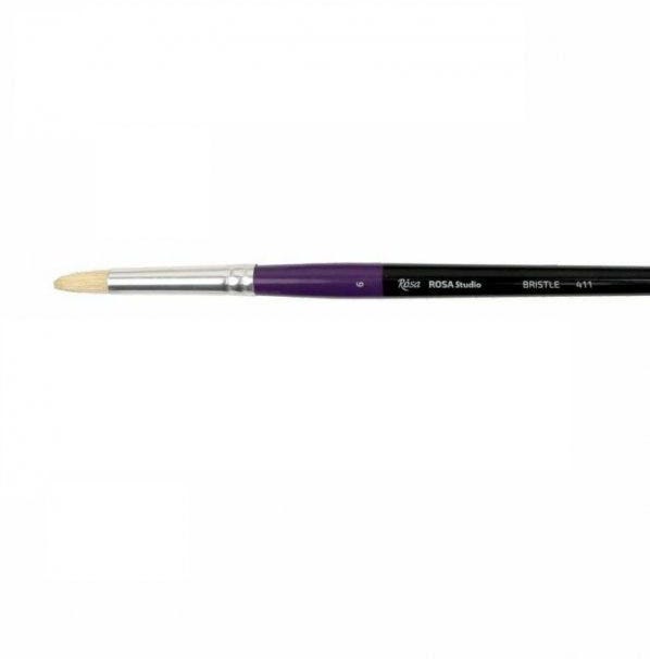 Brush Flat Round, №6, Long Handle, 411 Rosa Studio