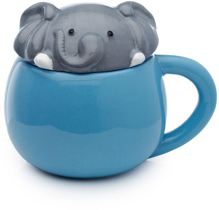 Mug - Adoramals Elephant Peeping Lid Ceramic Lidded Animal