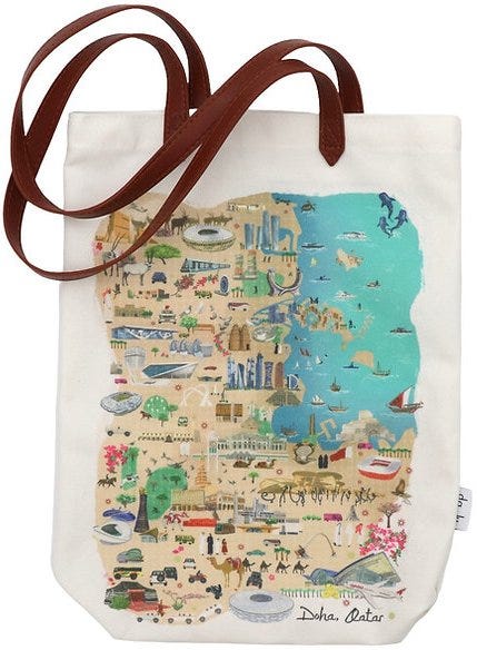 Doha Map Tote Bag