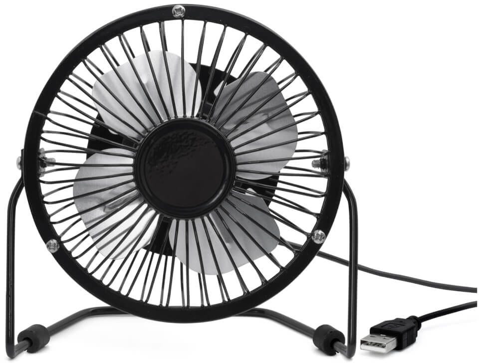 USB Metal Desk Fan - Black
