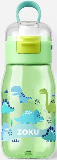 Zoku Green Dino Kids Flip Bottle 475ml