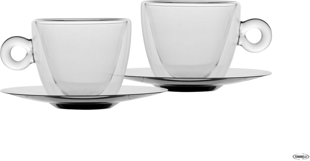 Bormioli Luigi Thermic Glass 2 Multipurpose Cups W/Saucers