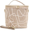 White Abstract Lines Petite Lunch Poche