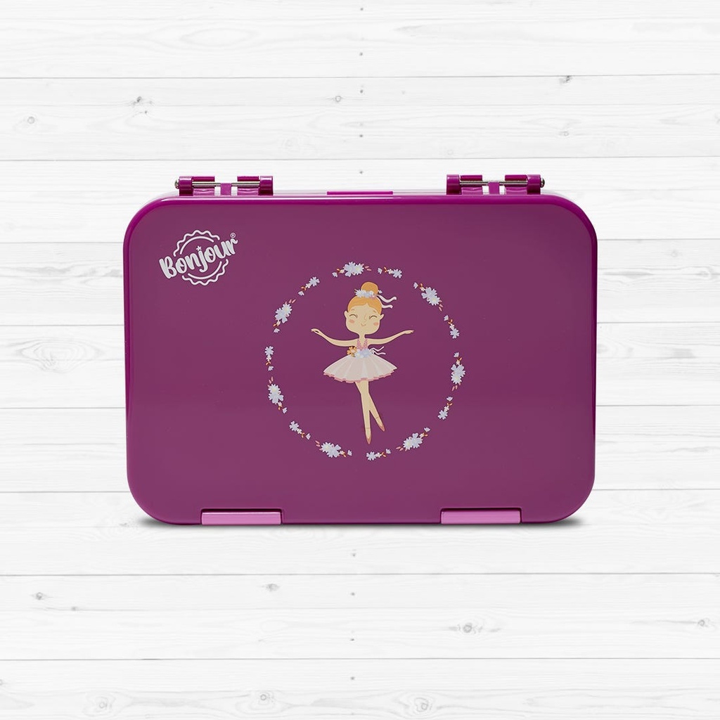 Snax Box Bonjour Bento Mini Lunch Box, 6/4 CMPT, Pink Ballerina