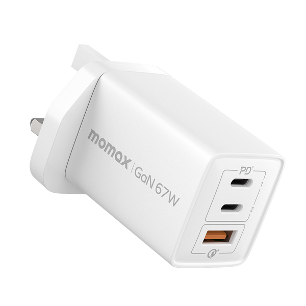 Momax Oneplug 67W 3 Port Gan Wall Charger White