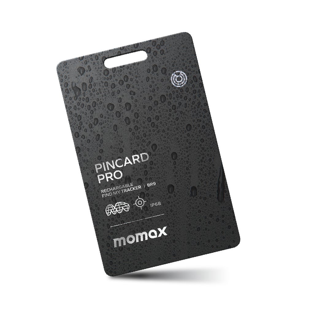 MOMAX PINCARD MINI FINDMY GPS TRACKER WITH WIRELESS CHARGING (Color: BLACK)