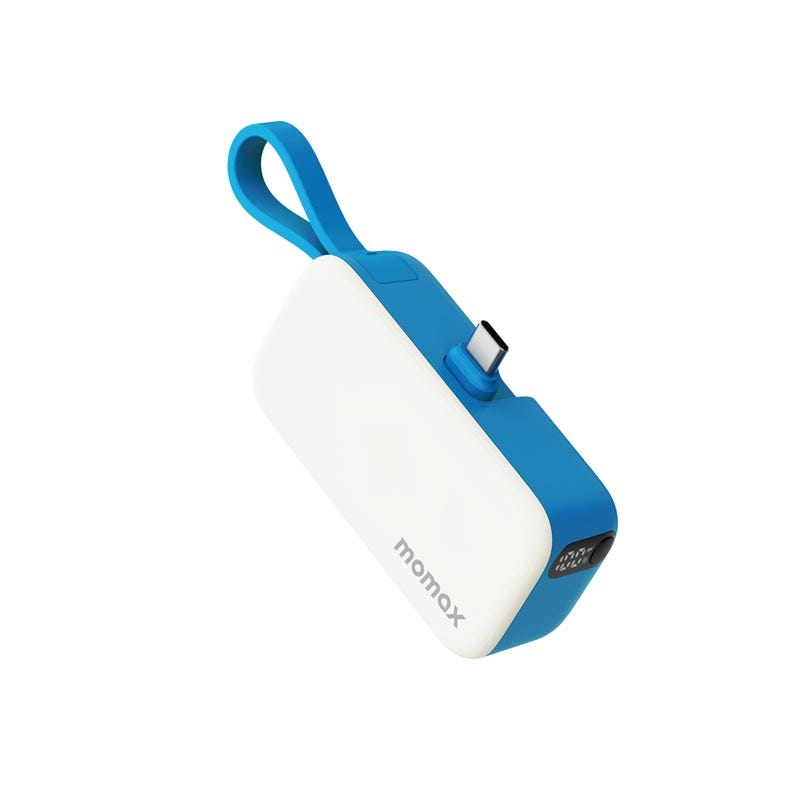 MOMAX 1-POWER MINI 5000mAh 3IN1 POWER BANK WITH USB-C PLUG (Color: BLUE)
