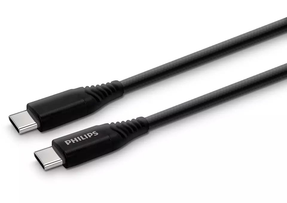 Philips Durable USB-C to USB-C 1.2 M Charging Cable -DLC5204C Black