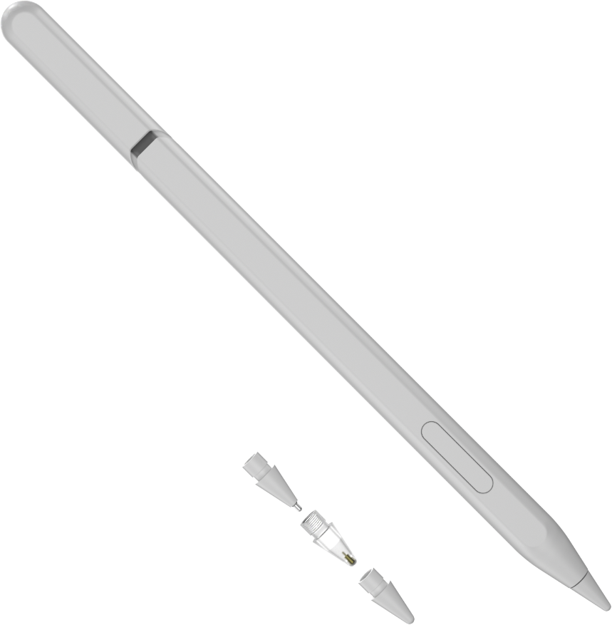 MAESTRO Magnetic iPad Stylus Pencil - White, Intelligent EASY Tip design, 3 extra replacable tips &