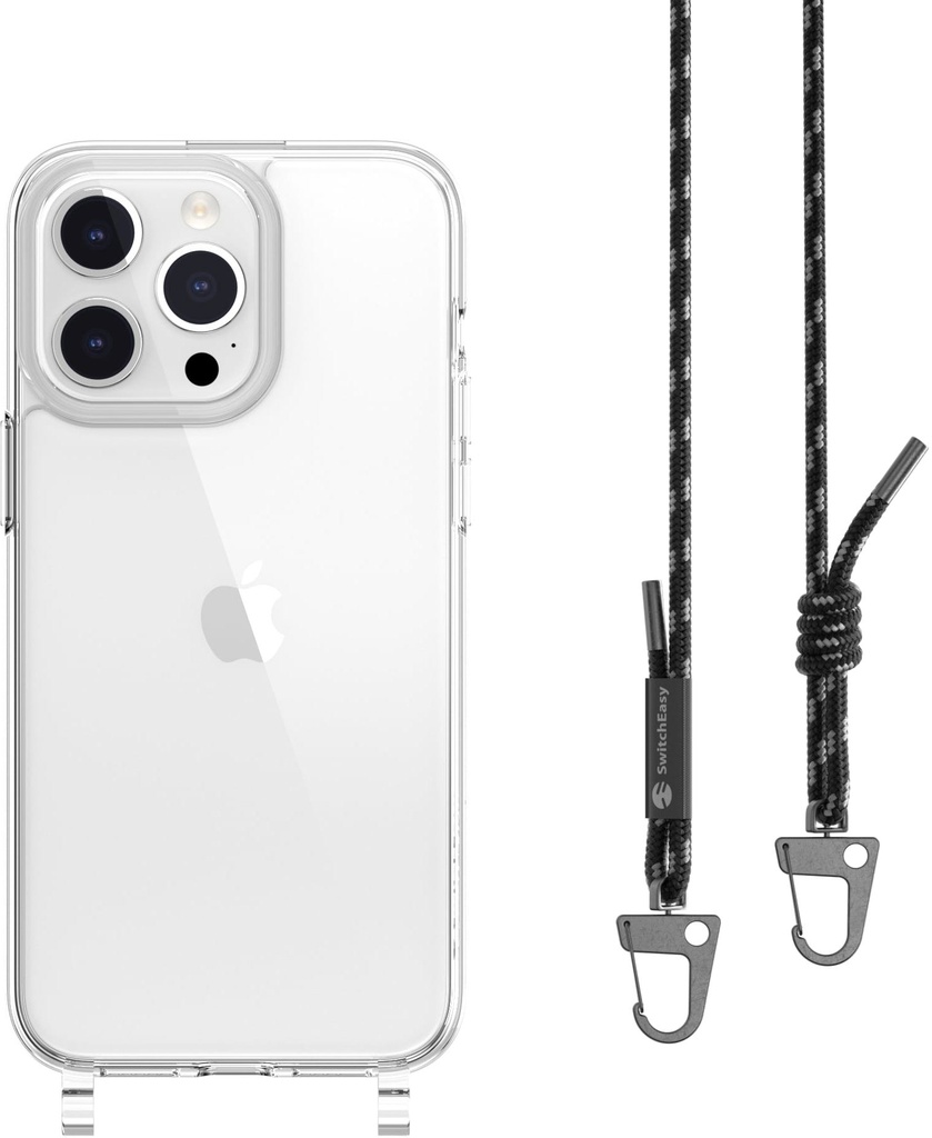 Switcheasy PLAY Clear Bumper Case with Lanyard For iPhone 15 6.7 Pro Max Black