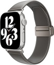 SwitchEasy Classic Genuine Leather Watch Band with Magnetic Lock for Apple Watch S 4-9 42/44/45/49mm - Grey