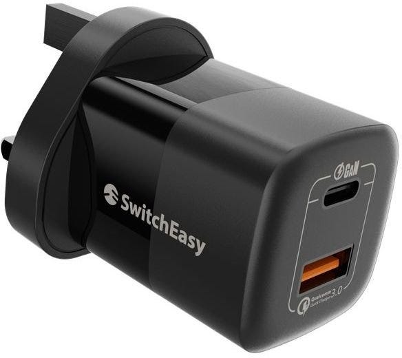 SwitchEasy Power Buddy 40W GaN Fast Charging Wall Charger, 2Port USB-C x 1, USB-A x 1, UK
