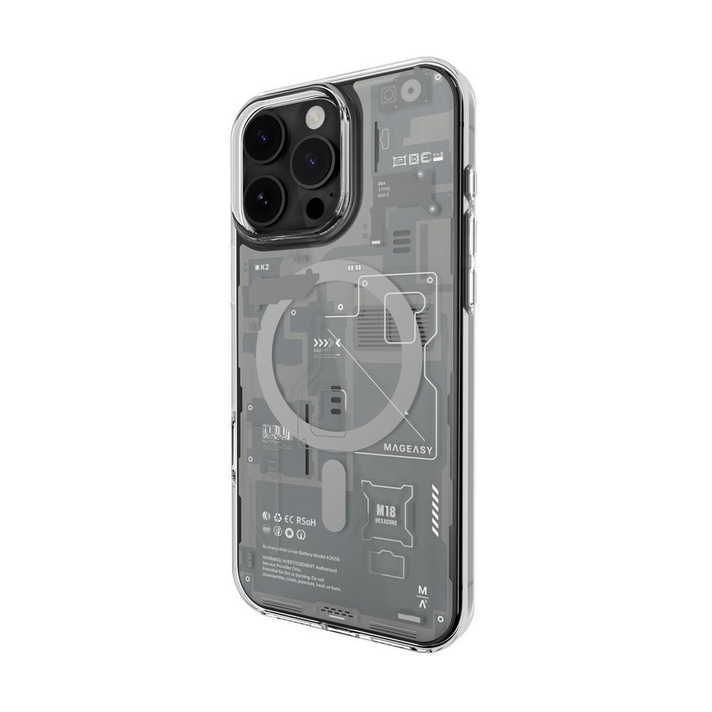 MAGEASY X Ray MagSafe 3D Patterned Shockproof Case for 2024 iPhone 16 pro max Gray