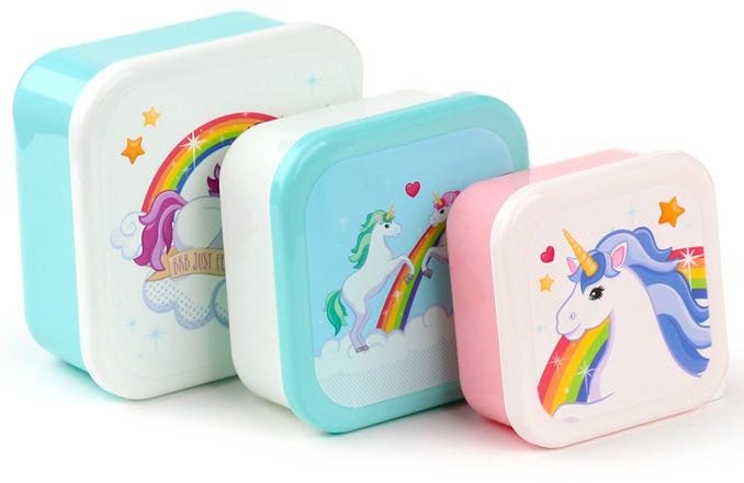 Set Of 3 Lunch Box S/M/L Enchanted Rainbows Unicorn