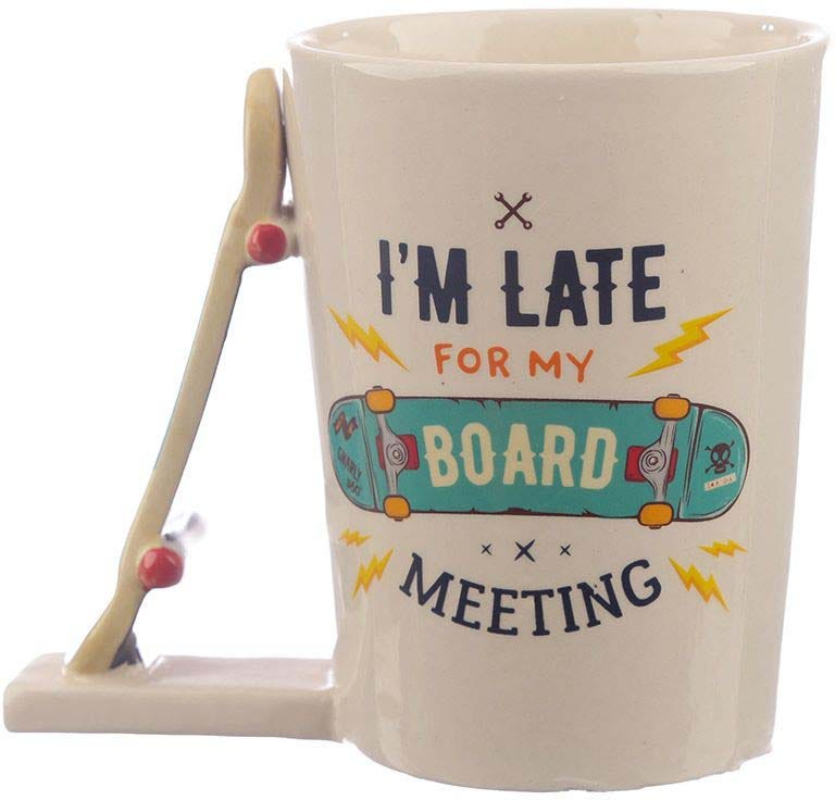 Skateboard Slogan Ceramic Shaped Handle Mug