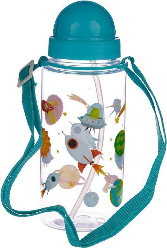 450ml Children'S Reusable Water Bottle With Flip Straw - Space Cadets