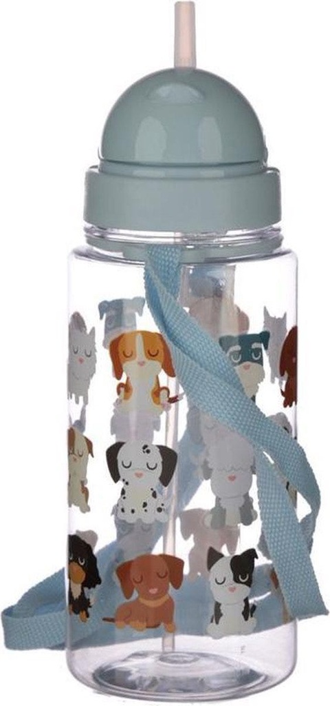 450ml Children'S Reusable Water Bottle With Flip Straw - Dog Squad